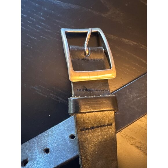 Martin Dingman Black Leather Belt W/ Solid Brass Buckle Made in USA 33 - Picture 2 of 9